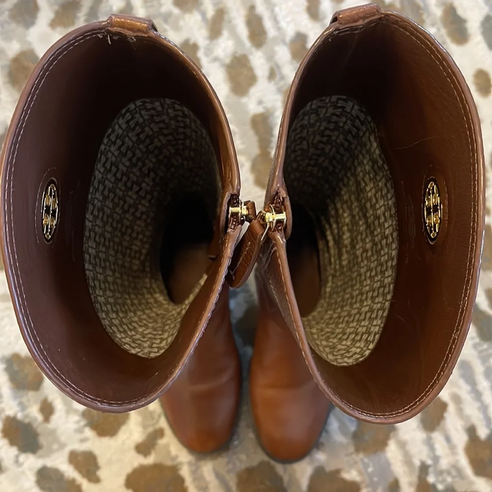 Tory Burch “Junction” Brown Leather Riding Boots – Size 7, Box Included